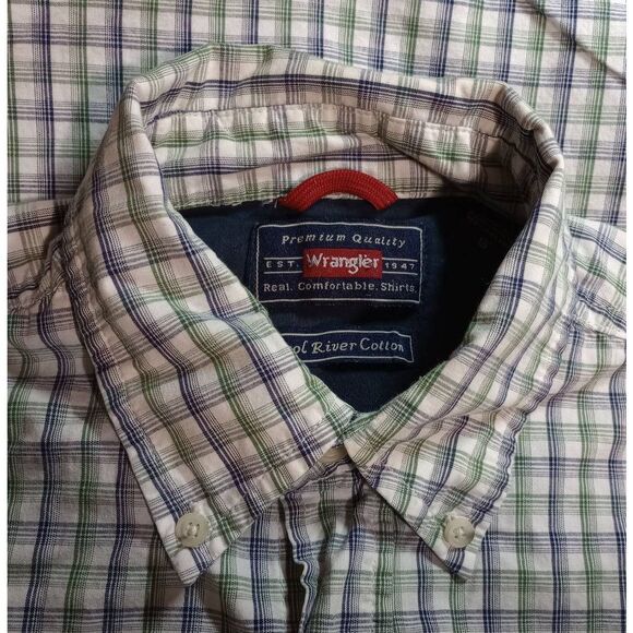 Wrangler Shirt Men's Small Green Blue‎ Button Front - Picture 4 of 7
